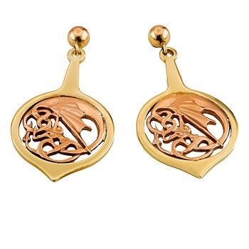 9ct gold 2-tone Clogau Drop Earrings